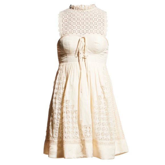 Ulla Johnson Sabrina Lace-Up Sweetheart Mini Dress Ivory 6 NWT - Picture 7 of 16